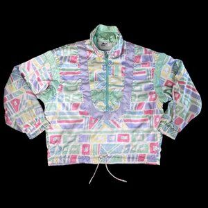 Vtg Head Sportswear L/XL Pastel Memphis Vapor Wave Anorak Pullover Windbreaker‎